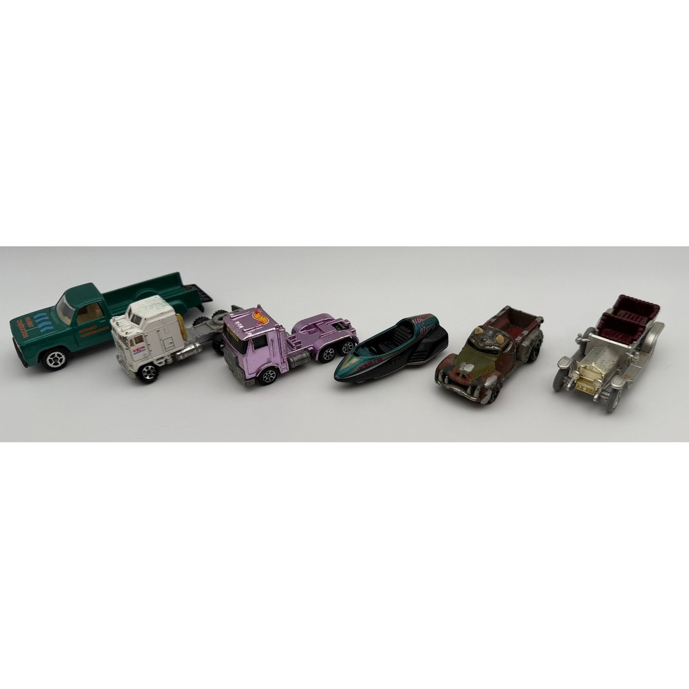 Vintage Diecast Car Lot Hot Wheels Exxon Semi Highway Construction Truck 6pc